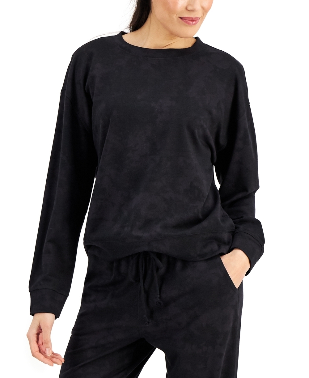 NWT Jenni Women's Pajama Top Super Soft Crewneck Black Tiedye Wash, XXL, Female